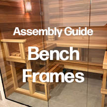 assembly guide, bench frames, showing image of bench frames behind text